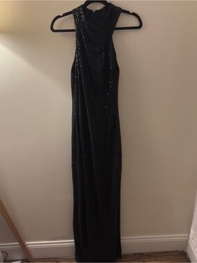 RACHEL Rachel Roy Black Sequin Halter Maxi Dress